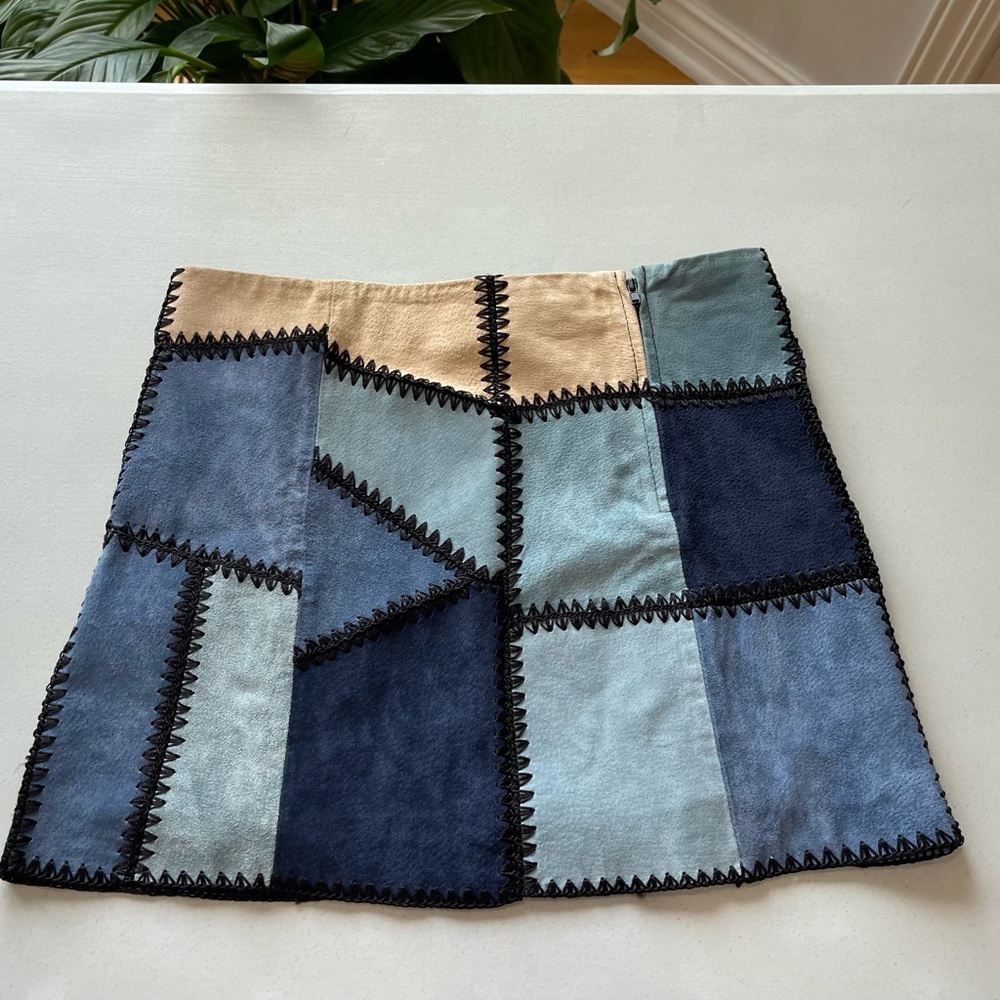 Zara size small patchwork suede leather mini skirt concert festival going out - Picture 8 of 11